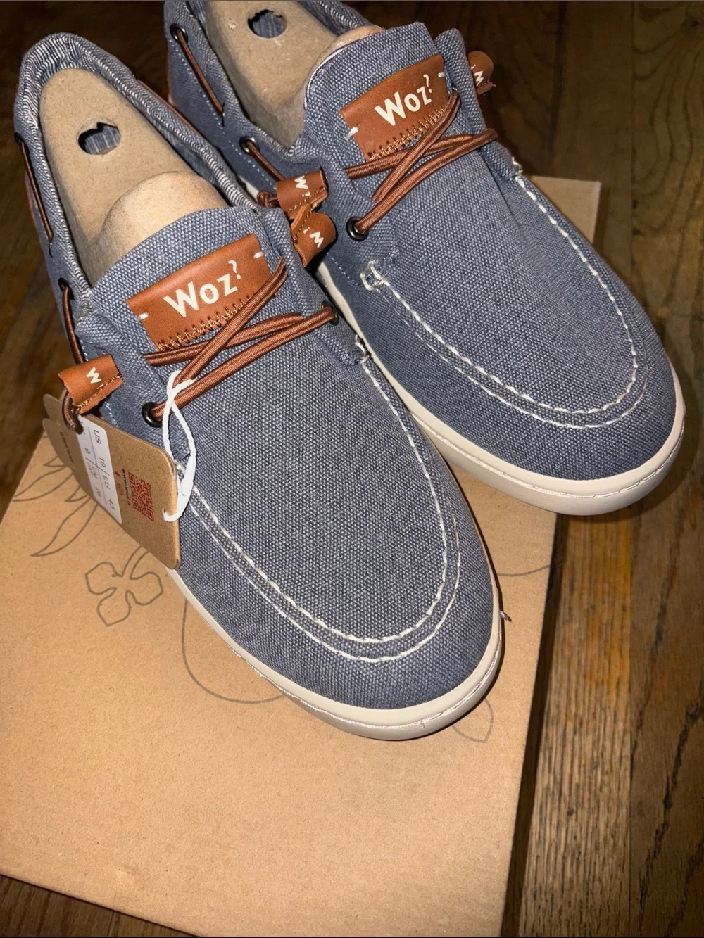 Woz? Casual Canvas Boat Shoes in Blue and Tan